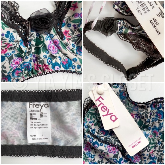 Freya 32D Sapphire Nieve 4061 Non-Padded Floral & Lace Underwire Balcony Bra - Picture 16 of 16